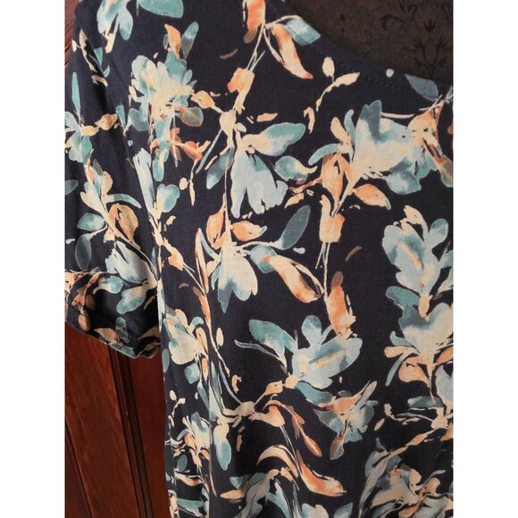 Pure Jill Blue Floral Scoop Neck Tunic Top Pure Pima - Picture 2 of 7